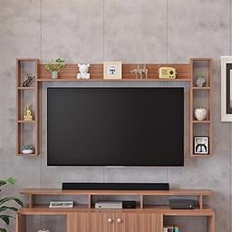 WOODWIDER Aspen Engineering Wood Wall Mount TV Entertainment Unit Set Top Box Stand/TV Cabinet with Shelves for Books & Décor Display Unit, Living Room Upto 65 Inches (Exotic Teak)-image-99