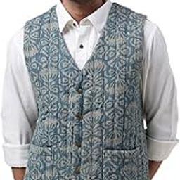Men's Brown Cotton Quilting Slim Fit Vest Jacket (1029707RUST- Rust-Indigo-image-34