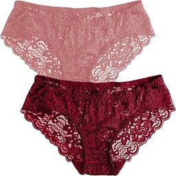 Pack of 2 Womens Lace Underwear Seamless No Show Bikini Panties Breathable Stretch Panties.-image-5