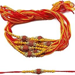Set Of 12 Simple Rudraksh Moli Kalawa Dora Rakhi Set For Brother Bhabhi Rakhi Gift For Brother-image-63