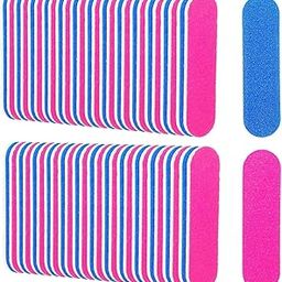 50 Packs Mini Nail Files Disposable Double Sided Nail Buffer Travel Size Emery Boards for Natural Nails, Nail Files and Buffers for Home and Professional Manicure Tools (Pink and Blue)-image-26