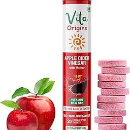 VitaOrigins Apple Cider Vinegar Effervescent Tablet with Mother for Weight Loss with Vitamin B6 and B12, 100% Vegan, No added Sugar, Easy to Carry, Pack of 1, 20 Effervescent Tablets-16
