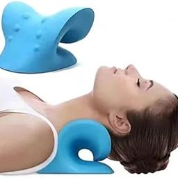 IDEALIMPACT Neck and Shoulder Relaxer Neck Massager, Cervical Traction Device for Pain Relief and Spine Alignment, Chiropractic Pillow Neck Stretcher, Blue-picture-24