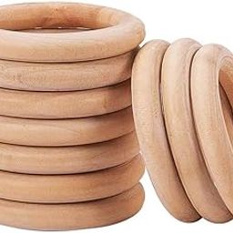 ecofynd Wooden Rings (70mm), Pack of 10 | Natural Wood Rings Without Paint Smooth Unfinished Wood Circles for Cotton Craft DIY Baby Teething Ring Pendant Connectors Making (70mm) (3 x 0.4 inches)-image-93
