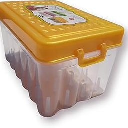 Thread and Needle Box, Empty Plastic Tailor Box, Multicolour (Thread 36Reel, multi)-1