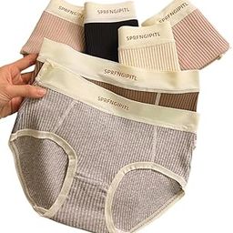 Women's Cotton Ribbed High-Waisted Underwear Briefs, Comfortable Elastic Band, Multi-Colour (Pack of 3)-image-48