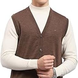Mens Solid V Neck Pure Wool Cardigan-image-16