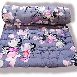 ATOOTFUSION Soft Cotton Foldable Light Weight Filled Single Firm Mattress| Gadda (Solid Coloured, 1 Sleeping Capacity, 3 x 6 ft or 72 x 36 Inches) Grey Floral Print-5