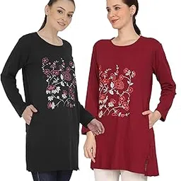 ddaspration Women Cotton Long Printed Pocket Tshirt Combo-picture-16