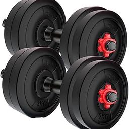 Amazon Brand - Symactive Pvc 20 Kg Adjustable Dumbbells Fitness Kit For Full Body Workout (2 Kg X 4 + 3 Kg X 4 Kg Pvc Weight, One Pair 14'' Dumbbell Rods&Nuts),Black-11
