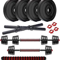 Amazon Brand - Symactive 12 Kg 3-in-1 Convertible Dumbbells Fitness Kit for Full Body Workout (3 Kg x 4 Weight, 14'' Dumbbell Rods Pair & Nuts, 1 Cushioned Connector Rod)-image-23