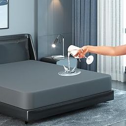 The Sleep Company 100% Waterproof Mattress Protector | Dual Defense Water-Resistant Backing | Soft & Smooth Microfiber Surface | Deep Pocket Upto 12" | Spill-Proof, Noiseless | Grey | King | 78x72-24