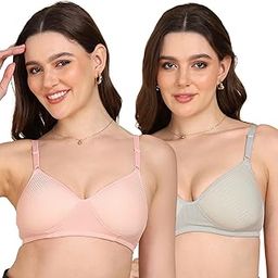 Lightly Padded Stripe-Print Full Coverage Bra | Non-Wired | Everyday Comfort | Regular Back (Pack of 2)-20