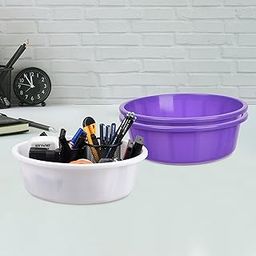 Pack of 3 Desk Organizer | Stationery Organizer | Multipurpose Storage Organizer | Office Supplies for Pen-Pencil-Staplers | Desktop Organizer | 6 LTR | Purple & White-image-96