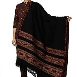 Ravaiyaa - Attitude is everything Jacquard Kashmiri Desiger Hand Woven Wool Shawl 80 x 40 inch (Black)-image-71