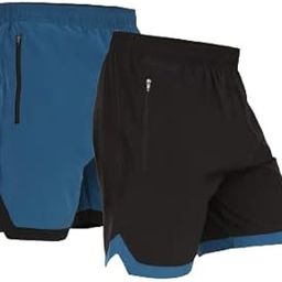 GYMIFIC Mens 2 Pack Polyester Yoga Short Men Summer Running Gym Sports Shorts with Pockets Shorts for Men-picture-25