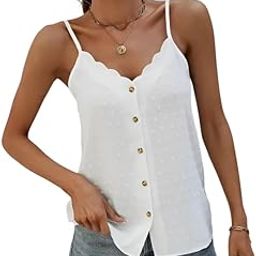 Versatile V-Neck Camisole and Spaghetti Strap Tank Top for Women in Dobby Print-image-29