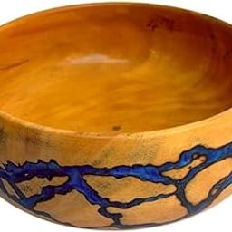 Handcrafted Wooden Bowl with Blue Resin Inlay – Unique Decorative Artisan Pie-image-37