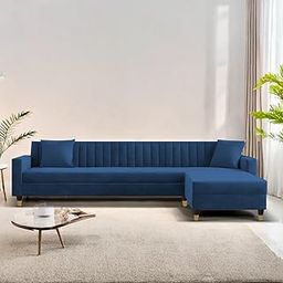 Casaliving Garcia RHS 6 Seater L Shape Sofa Set for Living Room (Blue Colour) Premium Fabric Sofa-image-89