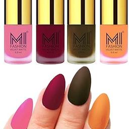 MI FASHION Velvet Matte Nail Polish Combo Pack Trendy And Stylish Colours 9.9ml Baby Pink, Mauve, Olive Brown, Saffron Orange (Pack Of-4)-image-102