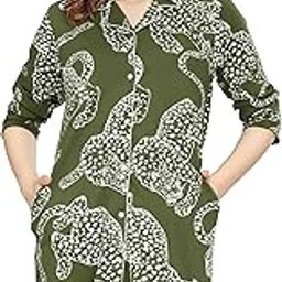 zeyo Women's Cotton Night Dress Leopard Printed Knee Length Night Gown 5791-picture-4