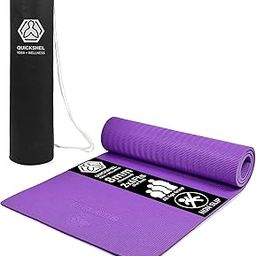 Quick Shel Extra Thick 8mm Thickness Yoga mats Exercise Mat Anti-Skid 8mm thickness Water/Dirt Proof Lightweight easy to Carry for home and gym workouts for men women children with Carry Bag (Purple) (2fts x 6fts)-image-53