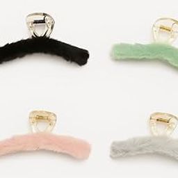 Furry Hair Claw Clips, in Black, Mint Green, Pink,Grey as per availibilty Fashion Hair Accessories-image-90