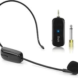 UNIY U19 UHF 2.4G Wireless Headset Mic, Microphone System 160ft Distance Ideal for Speakers, Amplifier PA System for Live Streamer, News Presenter with 3.5mm to 6.35mm Port Converter (Black)-17