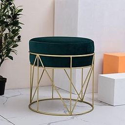 Alenz Craft Modern Round Velvet Storage Ottoman Footrest Stool/Seat with Gold Metal Legs & Tray Top Coffee Table,Vanity Stool.Green-15