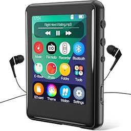 Tokemisc MP3 Player with Bluetooth 5.3, 16 GB, Full Touch Screen, for Kids, Portable Music Device with Speaker, FM Radio, E-Book, Built-in Micro SD Card Slot, Includes Headphones, Max.-11