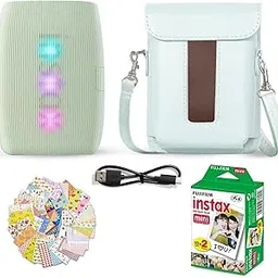 Fujifilm Instax Mini Link 3 Smartphone Printer Sage Green + Fuji Film Value Pack (20 Sheets)+ Shutter Accessories Bundle, Incl. Protective Case, 20 Sticker Frames, USB Type C Cable-picture-44