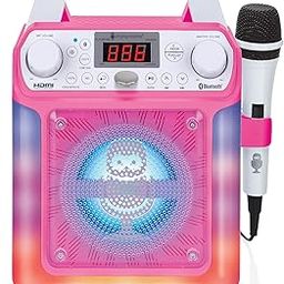 Portable Karaoke Machine for Adults & Kids - Built-In Speaker, Bluetooth, LED Lights, Wired Mic - With Voice Changing Effects-18