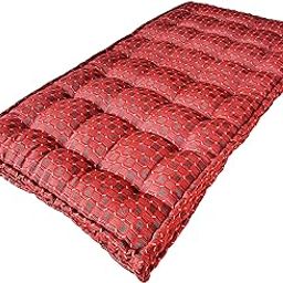 Adim's Traditional Indian Red Premium Gadda Box Mattress | Medium Firm Cotton Quilt Mattress | Handcrafted Floor Bedding for Restful Sleep (4 x 6 Feet (48 x 72 Inches Or 120 x 180 cm))-image-21
