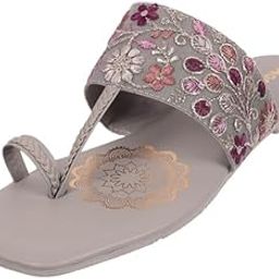 Women embroidered Flat Fashion/Ethnic Chappal-image-14