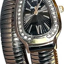 | Snake Shaped Bangle Watch for Women – Elegant Quartz Bracelet Watch with Oval Dial, Fashionable & Stylish Design-image-67
