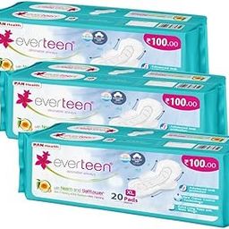 everteen XL Dry Neem-Safflower Sanitary Pads for Women – 60 Pads, Rash Free, Anti Tan, Skin Friendly, Double Wing Shape, Advanced Leak Protection, X Large, 280mm - 3 Packs (20 Pads Each, 280mm)-picture-12
