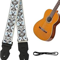 HASTHIP® Guitar Shoulder Strap Fashion Boho Embroidered Adjustable Strap with Guitar Pick Holder Slot, Wide Nylon Shoulder Strap for Acoustic, Electric, and Bass Guitars, 85-140cm-image-23