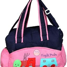 Wearilio Newborn Baby Multipurpose Polyester Diaper/Mother Bag with Holder Diaper Changing Multi Compartment (Colors and Design May Wary). (Codroy Pink)-image-67