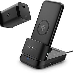 Spigen 5in1 10000mAh Wireless Power Bank & 35W GaN PPS Charger 1 Port with USB-C Dual Charging Dock for Airpods and Smartwatches, Lithium Polymer - Black-image-49