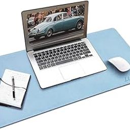 LIRAMARK Desk Pad, 700mm x 350mm PU Leather Office Desk Mat, Ultra Thin, Extra Large, Waterproof Desk Blotter, Laptop Mouse Pad Table Protector for Office and Home (Ocean Blue)-25
