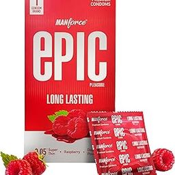 Manforce Epic Pleasure| Ultra Thin Condom | Long Lasting Pleasure for Both | Raspberry Flavour | 10 Pcs |-64