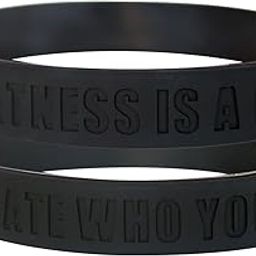 GOMOYO Greatness is a Choice, Create Who You Want to Be Silicone Wristbands with Quote, Rubber Bracelets for Fitness, Workout, Crossfit, Basketball, Weight Training (Black - 2 Pack)-image-29