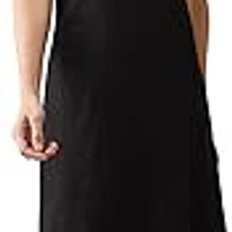 Women's Black Knee Length Short Sleeves Round Neck Solid Night Dress-18