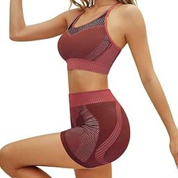 Neska Moda Combo Pack of Sports Bra & Shorts Gym Wear Set for Women, Workout Set Combo, Wire Free Padded Sports Bra with High Waist Shorts for Great Comfort, Athleisure Yoga Wear (Maroon) Size-L-GW02-image-1