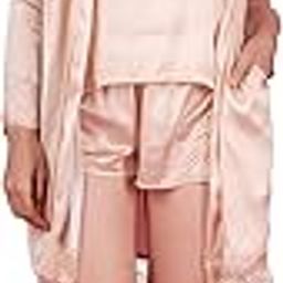 Satin Nightwear Set for Women | Premium 3 Pcs Camisole, Shorts & Robe Combo | Night Wear Set of Top and Pyjama | Shirt and Pajama | Comfortable & Stylish | Beige-image-18