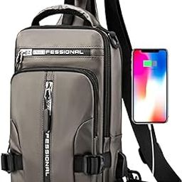 FRENYEAR Men's Women's Sling Bag | Water Resistant Cross Body Chest Bag | Outdoor Cycling Chest Shoulder Unbalance Gym Fashion Bags with Earphone Port-image-42