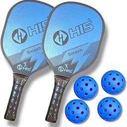 Premium Wooden Pickle Racket 1 Pair with 4 Balls and 1 Bag | Lightweight Durable Paddle | Comfortable Grip for Indoor & Outdoor Pickleball, Tennis, Badminton, etc_BSM_11-image-92