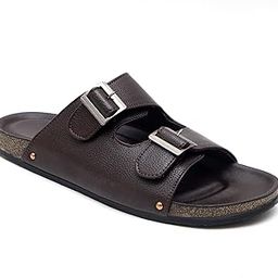 Men's cork Comfort Sandals | Black Synthetic Leather Slip On Trendy slipper | Comfortable | Outdoor | Stylish Casual Sandals | chappal | Cork Sandals for Men-image-76