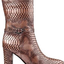 baxxico Women's 9 CM Heel Height Increasing Faux Leather Formal Snake Print Knee Slip-on Shoes-picture-15