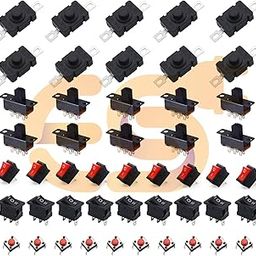 Electronicspices Combo Of Switchs rocker + Push + Slide 10pcs each for electronic and science project (5 types)-14